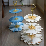 3 Tiers Fruit Resin Trays Complete Set with Flat Dishes and Handles