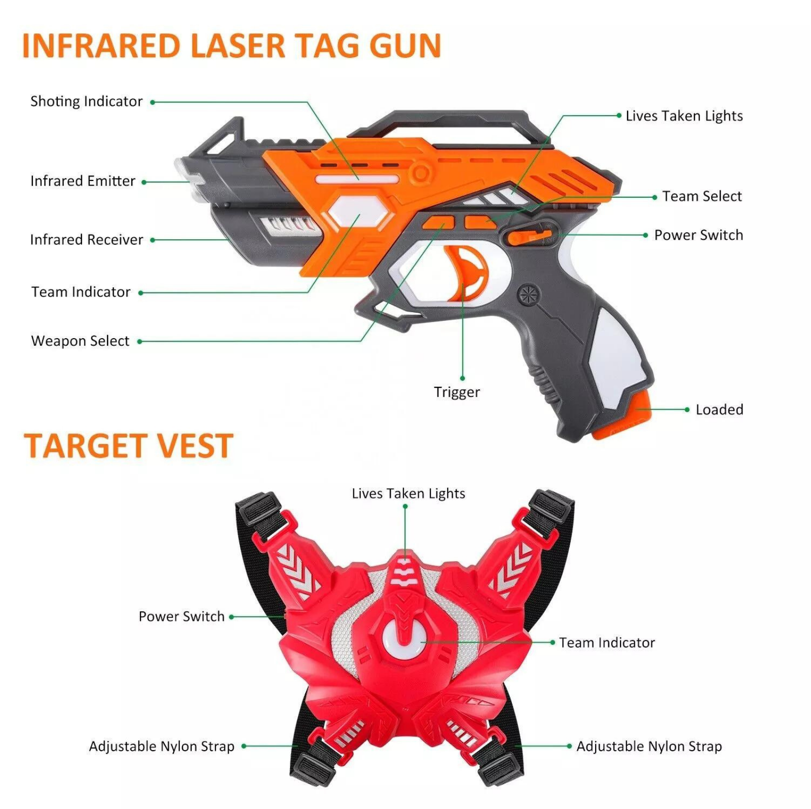 kidpal infrared toy guns set