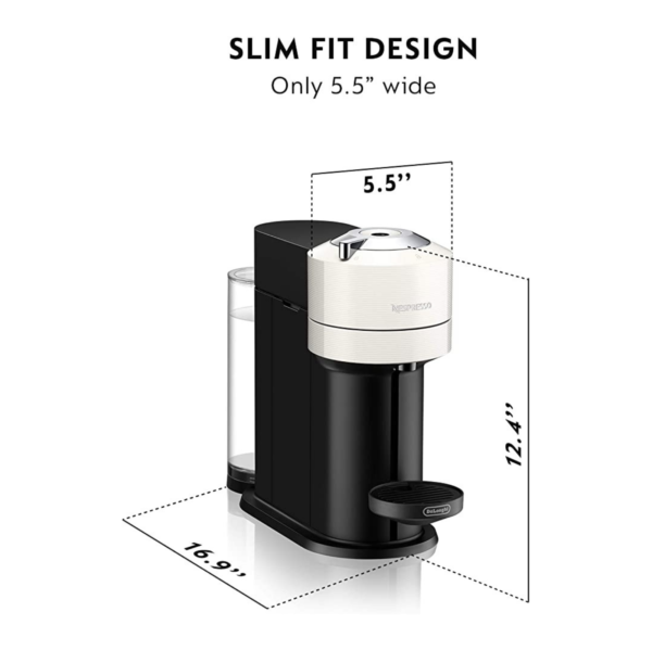 Nespresso Vertuo Next Espresso and Coffee Maker by De'Longhi- Slim Fit Design Info