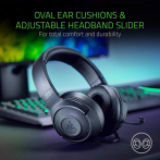 Razer Kraken X Lite Ultralight Gaming Black Headset Oval Ear Cushions and Adjustable Headband
