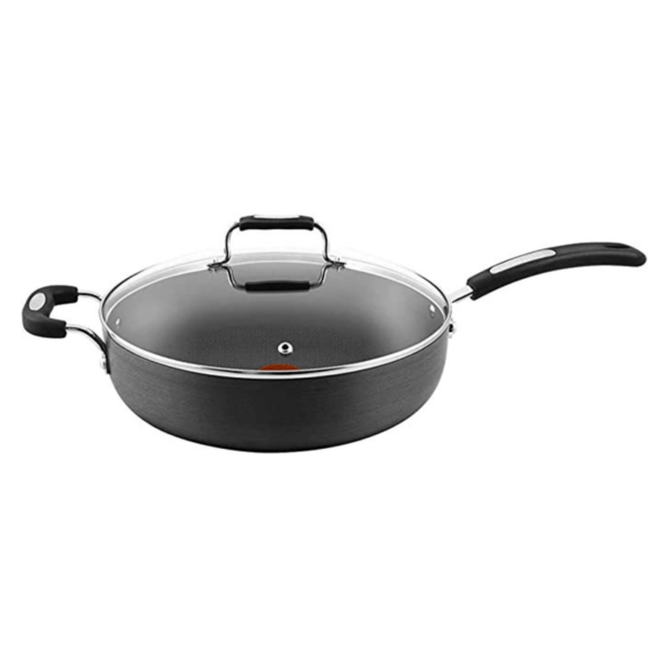 Tefal Hard Anodized Aluminium 12''30cm Deep Saute Pan 4.73L with Lid Curve Handle