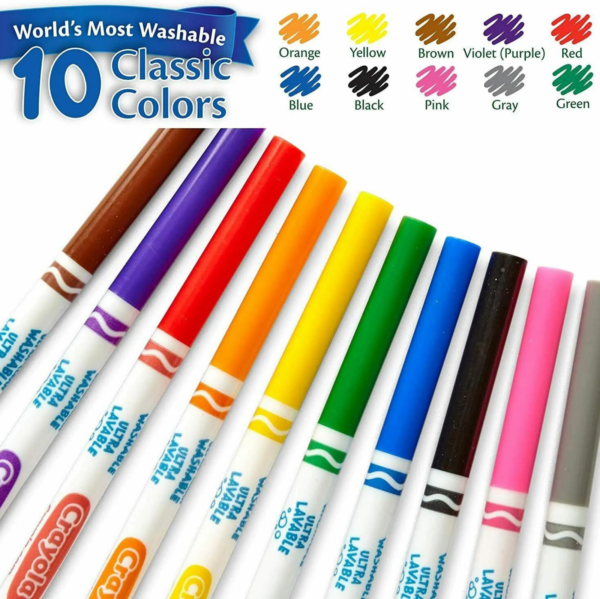 20 Crayola Ultra Clean Washable Fineline Markers Classic Colours 10+10 Pack Pointers