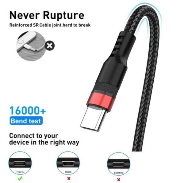 Iconic 40W Type C Fast Android Charging Cable- Never Rupter