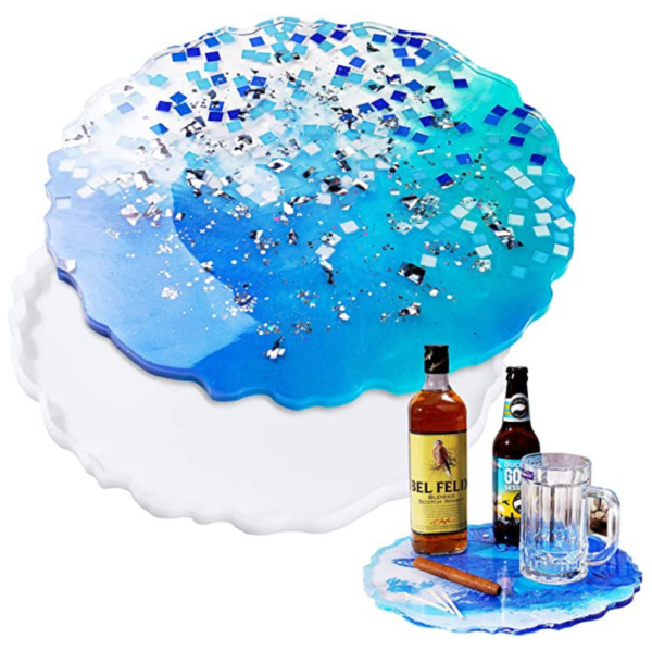 Large Irregular Edges Silicone Round Tray Epoxy Resin Casting Art- Output