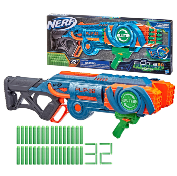 NERF Elite 2.0 Flipshots Flip-32 Blaster with 32 Dart Barrels Full Set