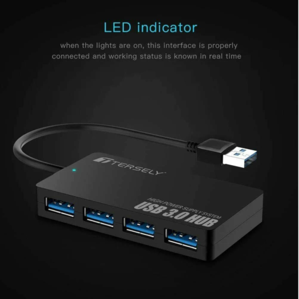 T Tersely 4-Port USB 3.2 Gen 2x1 Hub, 10Gbps High Speed Ultra Slim Data Hub