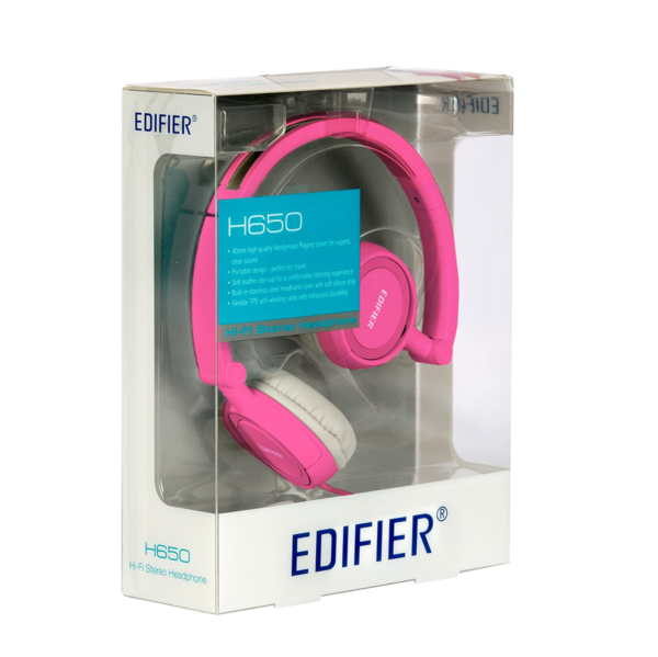Edifier H650 Headphones - Hi-Fi On-Ear Wired Stereo Headphone, Ultralight, and Fold-able - Pink