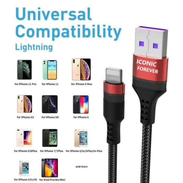 Iconic 5A-40W iPhone Fast USB Charging Cable Universal Apple Devices Compatibility