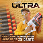 NERF Ultra One Motorized Blaster 25 Ultra Darts Farthest Flying High Capacity Dart Drum
